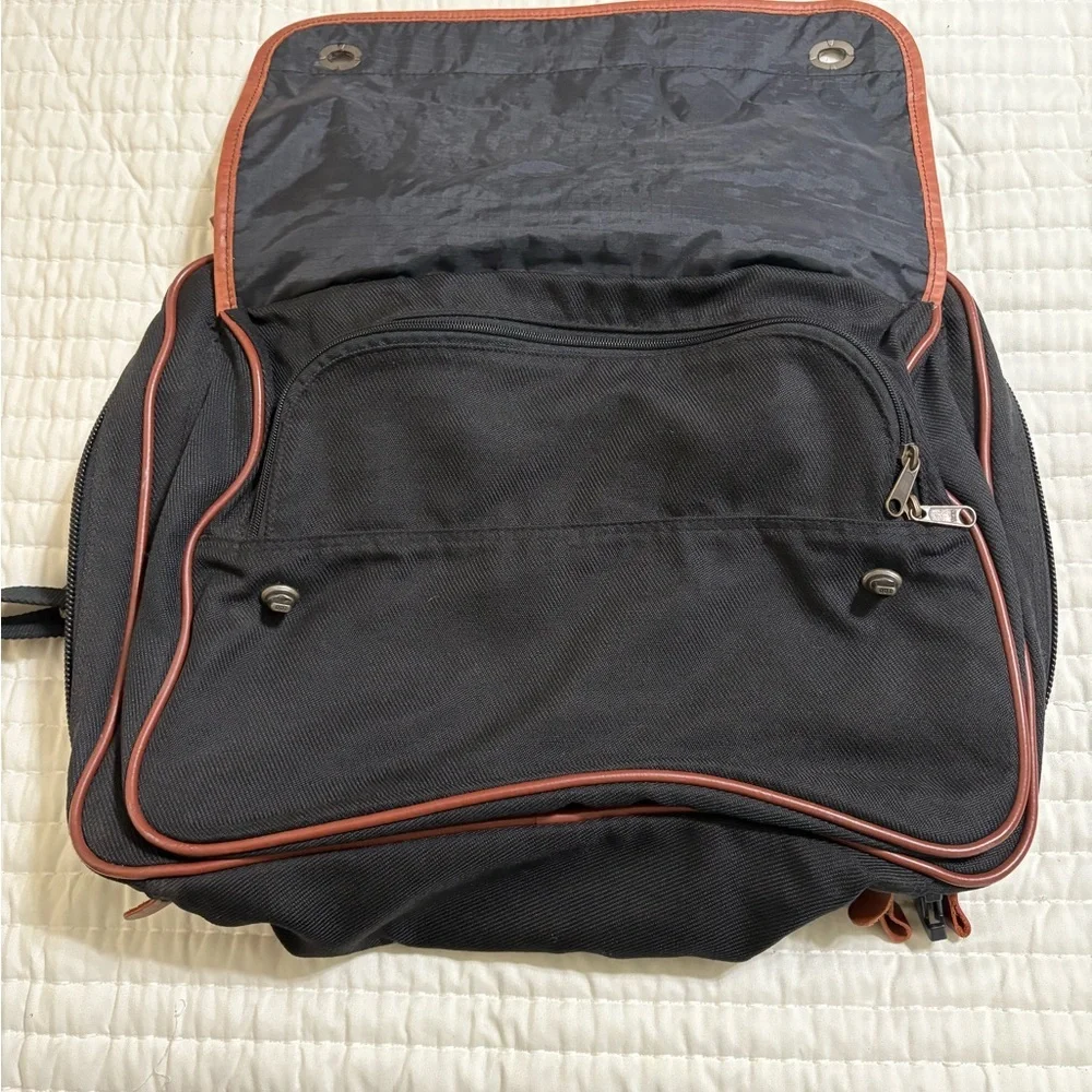 Vintage Eddie Bauer Leather +Canvas Hanging Garment Bag & Matching Carry Bag Set
